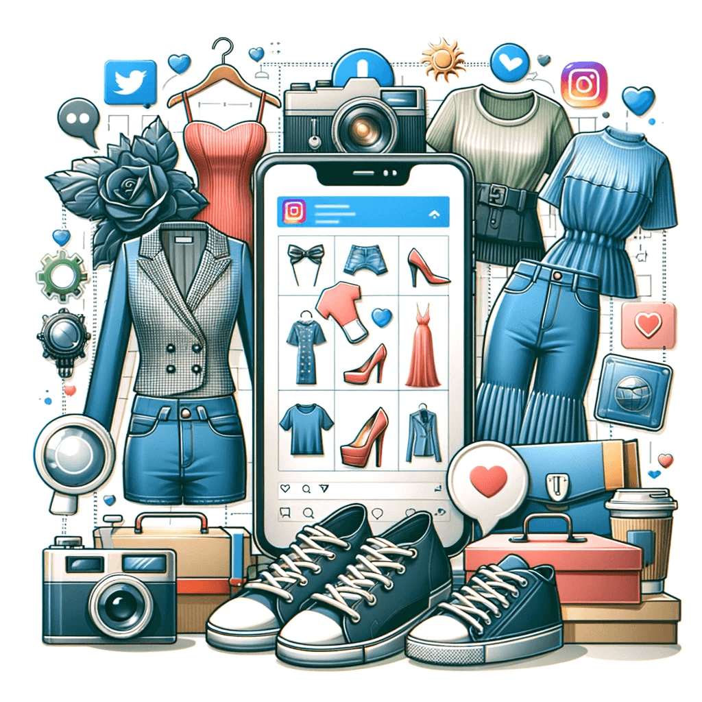 An image isolated on white background representing the concept of 'Please provide five practical suggestions for weekly Instagram content in the fashi